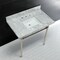 Fauceture KVPB36M8SQ6ST 36" Carrara Marble Vanity Top with Stainless Steel Legs, Marble White/Polished Nickel KVPB36M8SQ6ST - alternate 2